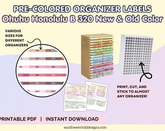 Etiquetas de color para marcadores Ohuhu Honolulu B 320 / Organizador imprimible (descarga digital)