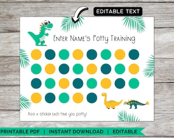 Dinosaur Potty Chart Printable Customizable, Potty Chart for Boys, Potty training Sticker Chart, Toddler Potty Chart
