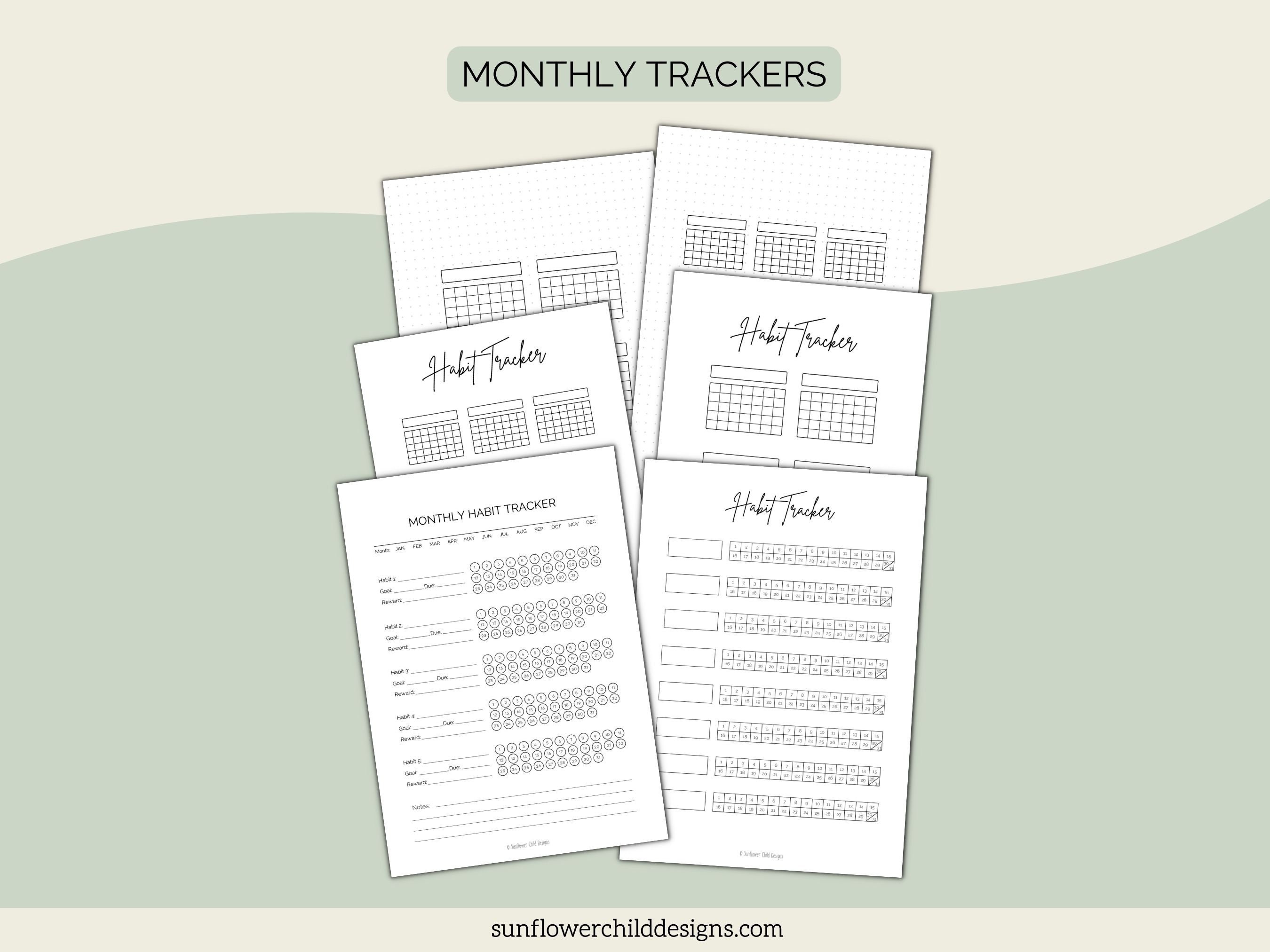 Habit Tracker Printable Bundle - Etsy