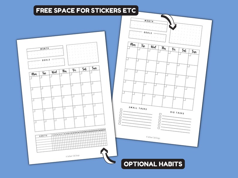 Blank Monthly Calendar, Monthly Calendar Printable, Month at a Glance ...