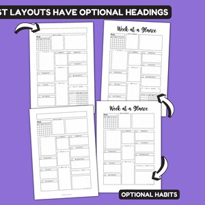 Week at a Glance on One Sheet, Printable Weekly Planner, Weekly Planner ...