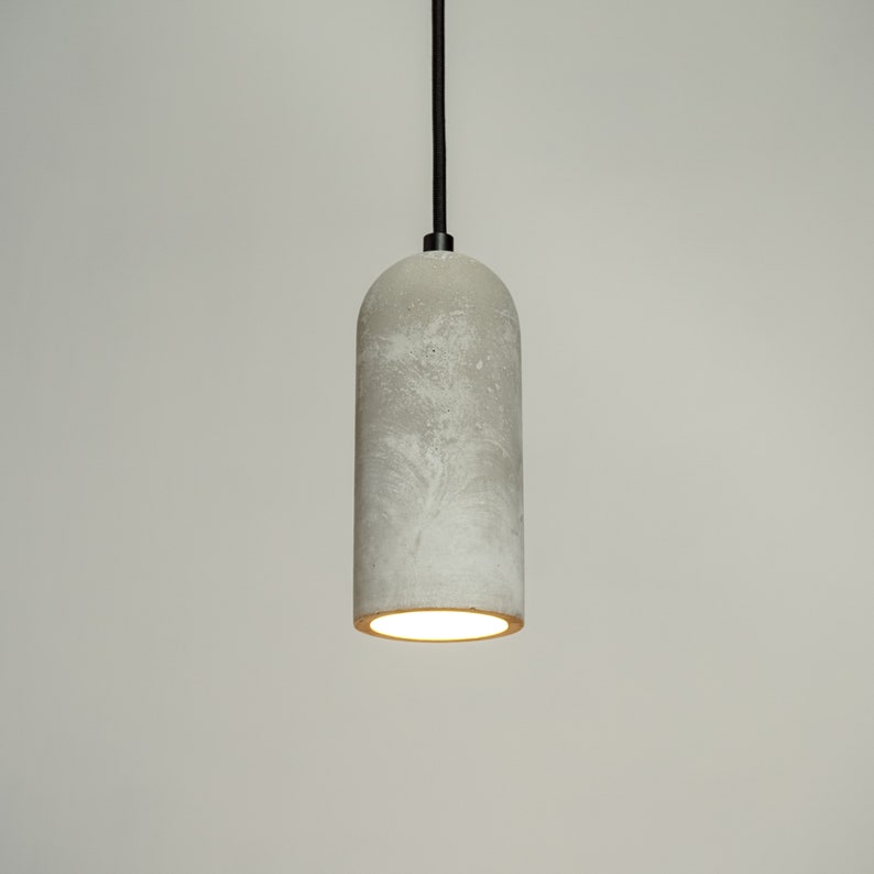 Lampe ronde minimaliste pendante en béton, luminaire à cylindre en béton brut, éclairage à cylindre design, design scandinave, accessoires 16 cm (6,3 inches)