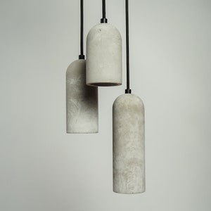 Lampe ronde minimaliste pendante en béton, luminaire à cylindre en béton brut, éclairage à cylindre design, design scandinave, accessoires image 2