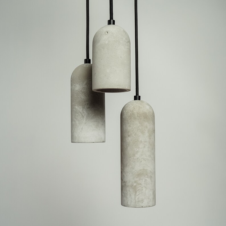 Pendant Minimalist Round Concrete Lamp, Raw Concrete Cylinder Lighting Fixture, Design Cylinder Lighting, Scandinavian Design, Accessories image 2