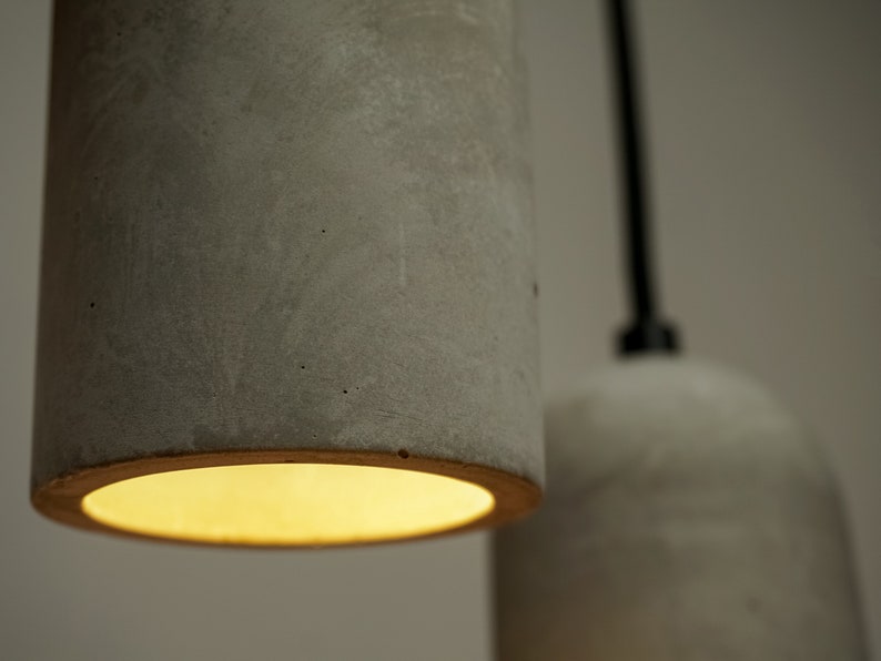 Lampe ronde minimaliste pendante en béton, luminaire à cylindre en béton brut, éclairage à cylindre design, design scandinave, accessoires image 8