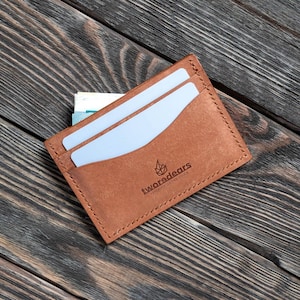 Porta-cartões de couro, Porta-cartões feito à mão, Carteira para cartões, Carteira para dinheiro, Carteira masculina, Carteira para homens, Carteira de presente, Presente para ele