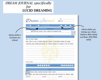 The Ultimate Lucid Dream Journal - Printable PDF Download, 3-pages