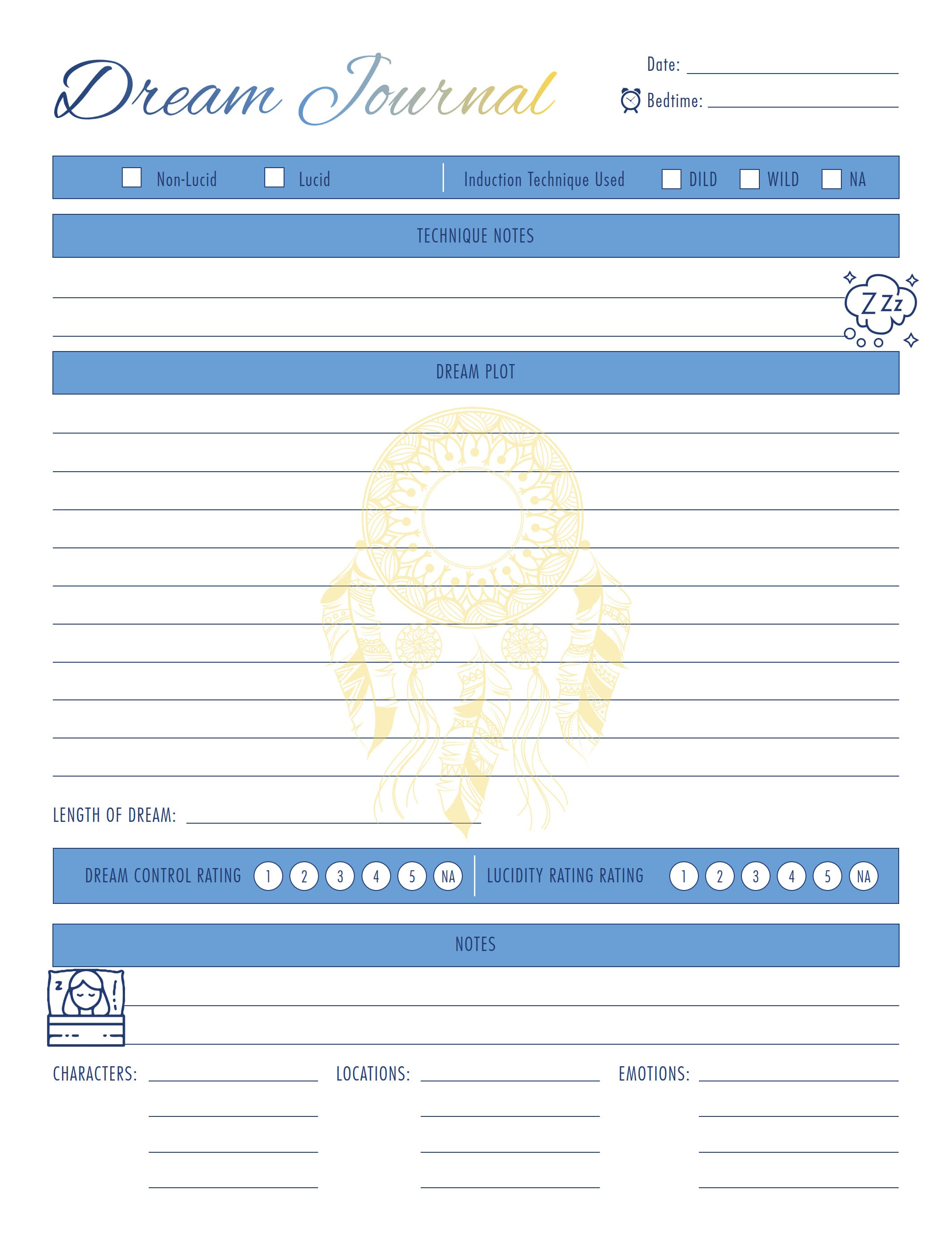 The Ultimate Lucid Dream Journal - Printable PDF Download, 3-pages - Etsy