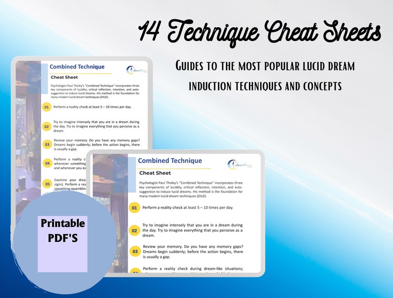 Lucid Dreaming Guide Pack Cheat Sheets Exercises Dream Etsy