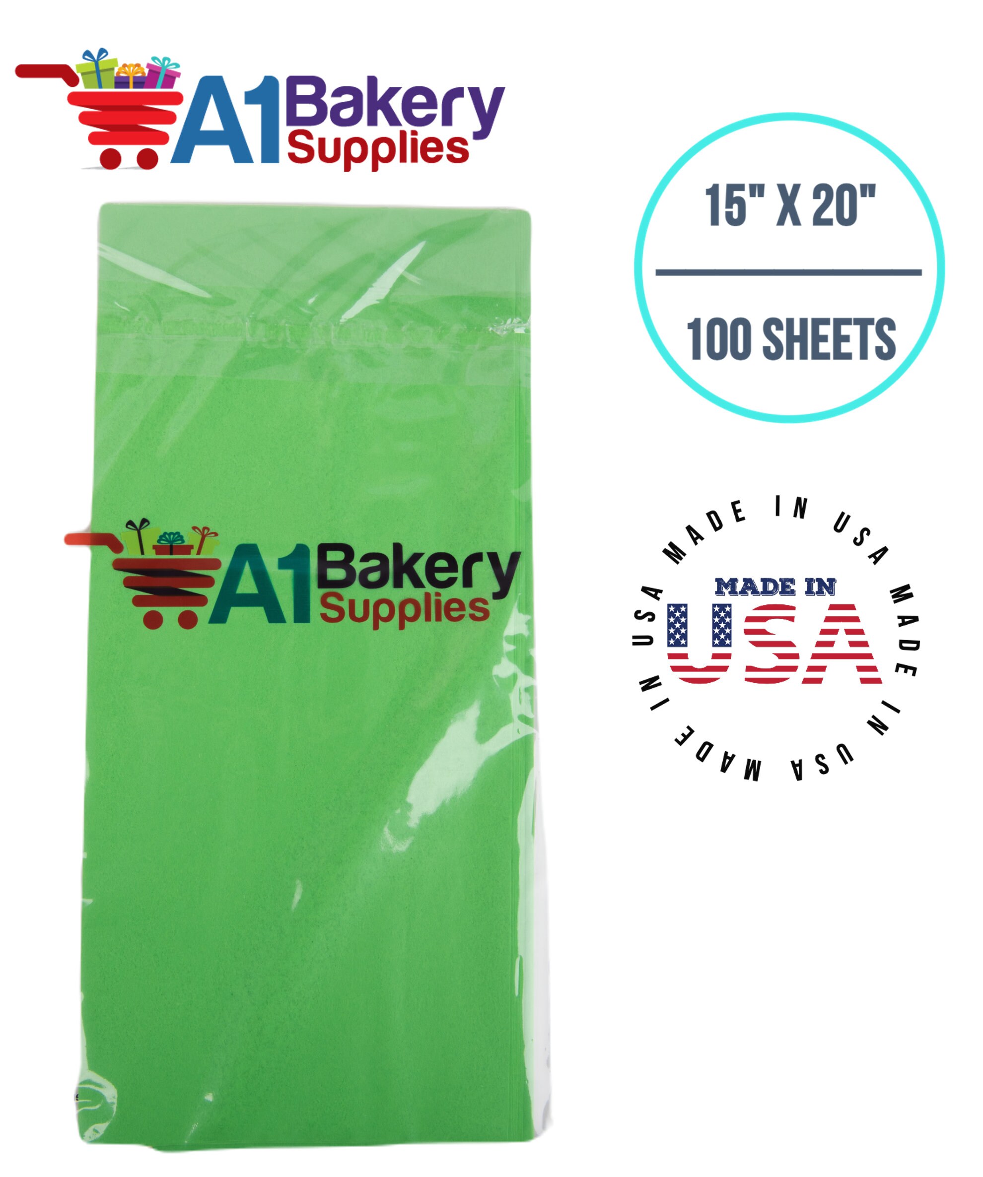 Emerald Green Tissue Paper Squares, Bulk 100 Sheets, Presents by A1 Bakery  Supplies, Made In USA Large 15 Inch x 20 Inch 