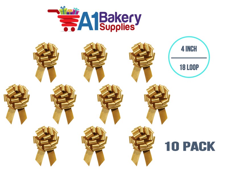 Holiday Gold Pull Bow for Gift Wrapping Gift Bows Pull Bow With Ribbon