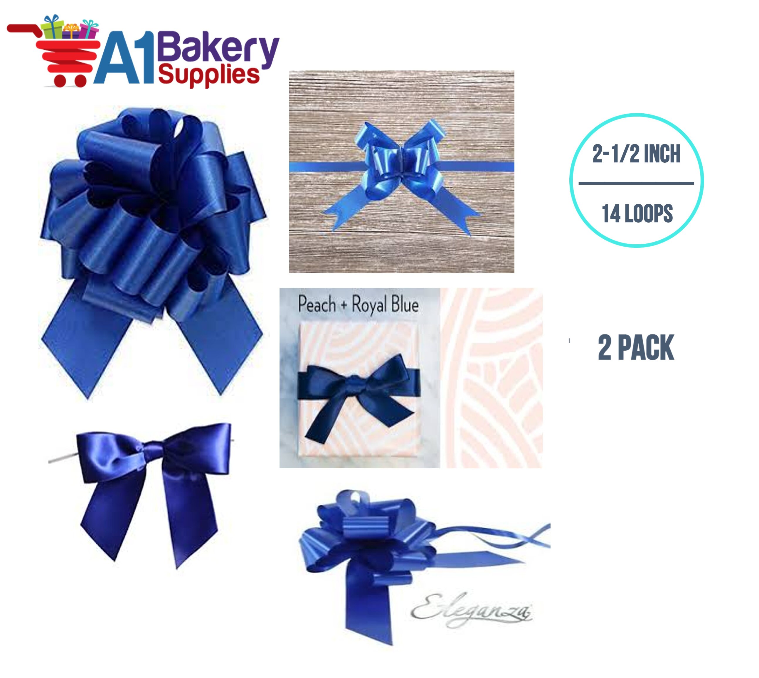 Royal Blue Gift wrapping Pull Bow With Ribbon 5.5 Inch 20 Loop