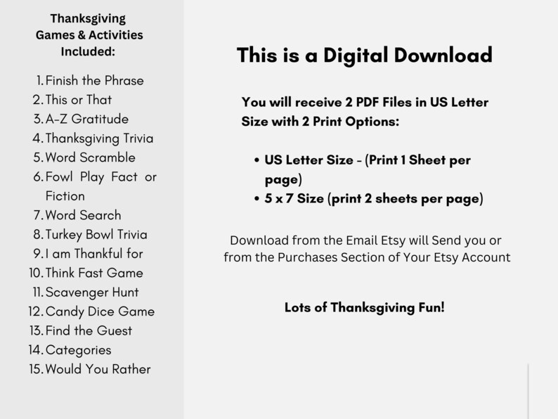 Thanksgiving Printable Kids Thanksgiving Printable Game Thanksgiving Games Printable Thanksgiving Games Thanksgiving Game Bundle image 4