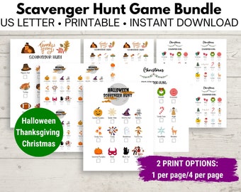Halloween Scavenger Hunt | Thanksgiving Scavenger Hunt | Christmas Scavenger Hunt | Scavenger Hunt For Kids | Scavenger Hunt Bundle | Play