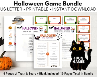 Halloween Games Printable | Halloween Game Bundle | Halloween Games for Kids | Halloween Party Games | Halloween Activity Printable | Party