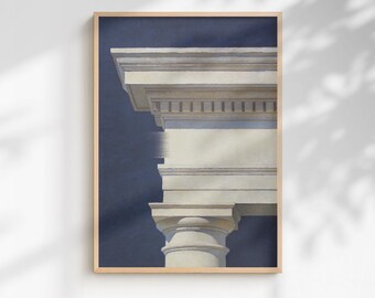 Imprimé colonne bleu marine | Art mural architectural pictural (téléchargement numérique)