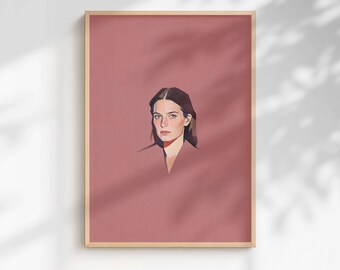 Impression portrait de femme rose poudré – Art mural minimaliste pour chambre à coucher (téléchargement numérique)