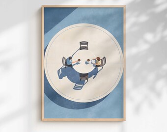 Impression d'art de table basse minimaliste | Décoration de cuisine bleu crème (téléchargement numérique)