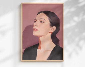 Impression d'art portrait tendance rose poudré – décoration de chambre à coucher moderne (téléchargement numérique)