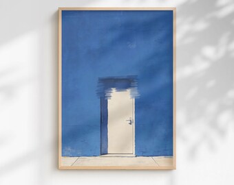 Impression d'art de porte bleue | Décoration d'entrée minimaliste (téléchargement numérique)