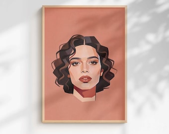Impression portrait en terre cuite | Art mural minimaliste moderne (téléchargement numérique)