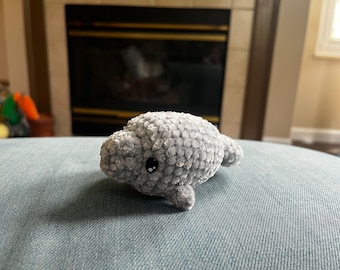 Peluche de manatí de ganchillo, juguete de peluche de terciopelo