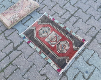 2x3 Traditional Handmade Vintage Turkish Rug, 1.8x2.3 Ft, Bohemian Rug, Accent Doormat Bathroom Rug,1x2  Housewarming Gift, Brown Rug 4x7