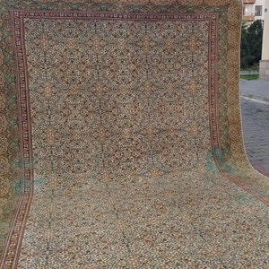 Unique Handmade Vintage İnspired Traditional Rug, Floral Bohemian Home Decor Rug 9x12, Oushak Rug 8x12, Vintage Turkish Boho Decor Rug 9x13