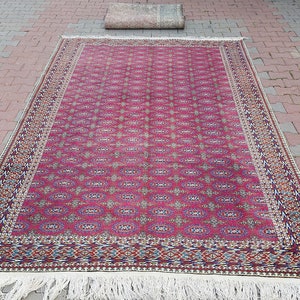 7x11 Unique Vintage Handmade Traditional Rug, Bohemian Rug, Modern Decor Rug, Large Area Rug 8x10, Geometric Pattern Rug, Afghan Hereke Rug