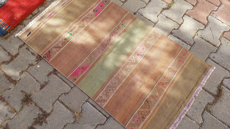 2x3 Unique Vintage Handmade Turkish Rug 2.2x2.9 Ft, Boho Home Decor Rug, Modern Home Decor Rug Housewarming Gift, Ethnic Rug 10x14 Kilim Rug image 7