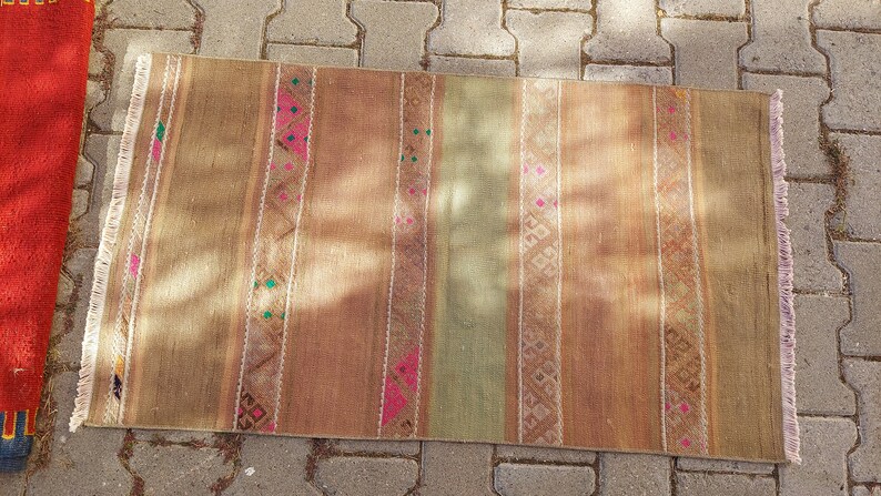 2x3 Unique Vintage Handmade Turkish Rug 2.2x2.9 Ft, Boho Home Decor Rug, Modern Home Decor Rug Housewarming Gift, Ethnic Rug 10x14 Kilim Rug image 6