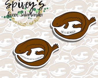Hellbender Salamander Sticker Cryptobranchus alleganiensis Sticker Herpetology Amphibian Salamander Sticker