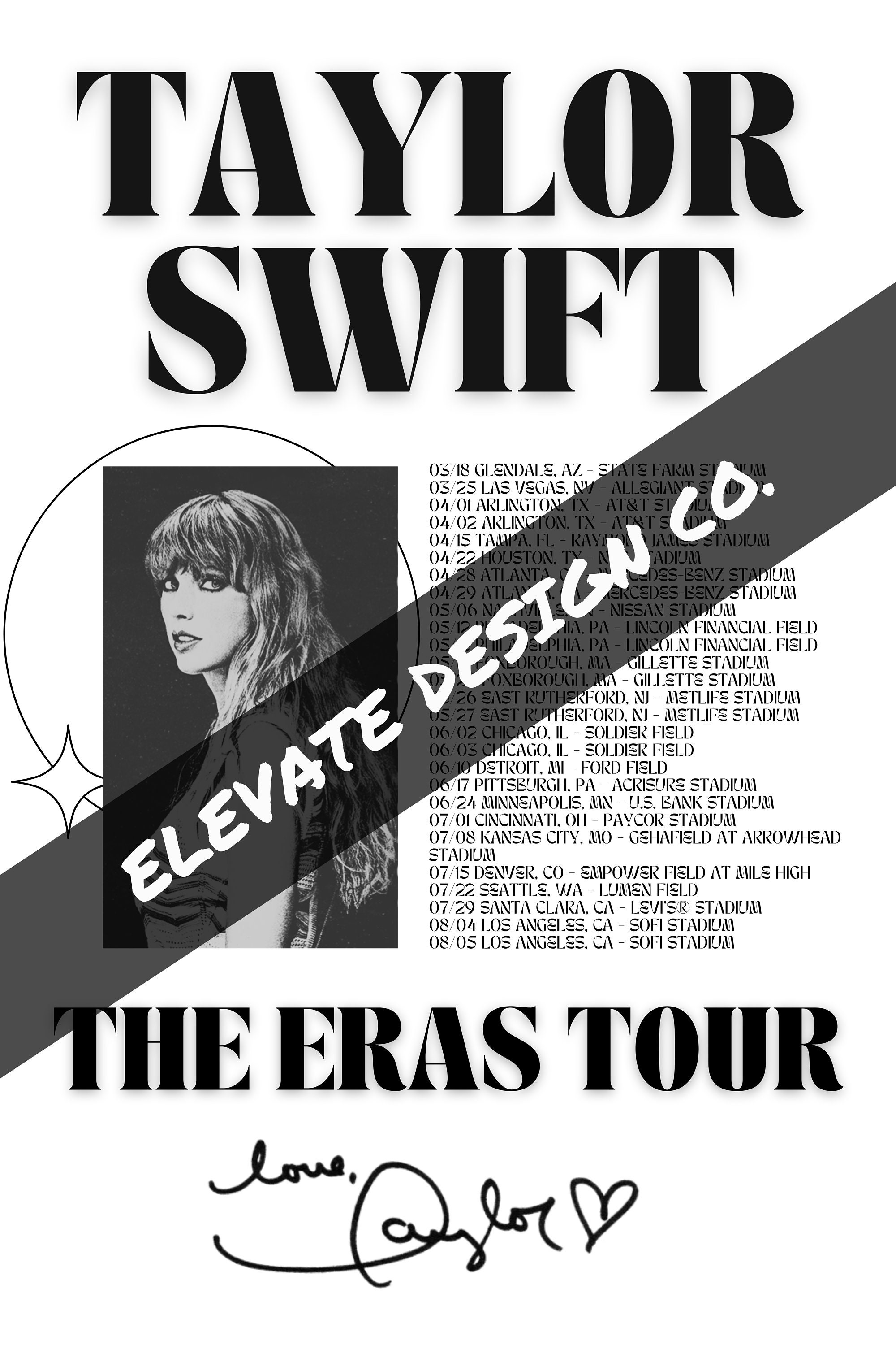 Taylor Swift Eras Tour Poster, Digital Art Print Download, Wall Poster, Taylor Tour Digital