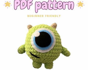 Mike Wazowski crochet PDF pattern / montersinc pattern / patrón / amigurumi / gift ideas