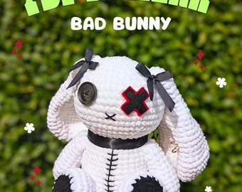 Bad Bunny PDF pattern / crochet Amigurumi pattern / Halloween crochet pattern / Bunny plushie crochet / beginner friendly