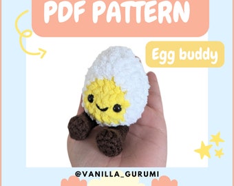 Egg buddy PDF crochet pattern / amigurumi / kawaii crochet / beginner friendly pattern