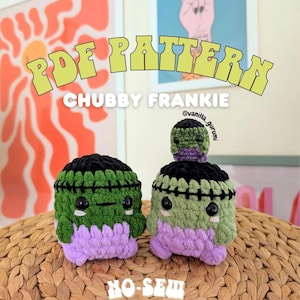 PDF PATTERN | Chubby Frankie Amigurumi | Crochet pattern | No sew beginner Halloween pattern