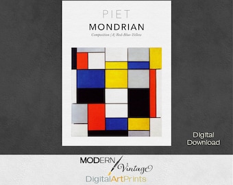 Piet Mondrian Composition A, Digital Download, Vintage Art Print