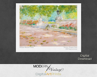 Impressionism Painting, Terrace, Prospect Park, Digital Download, Vintage Print