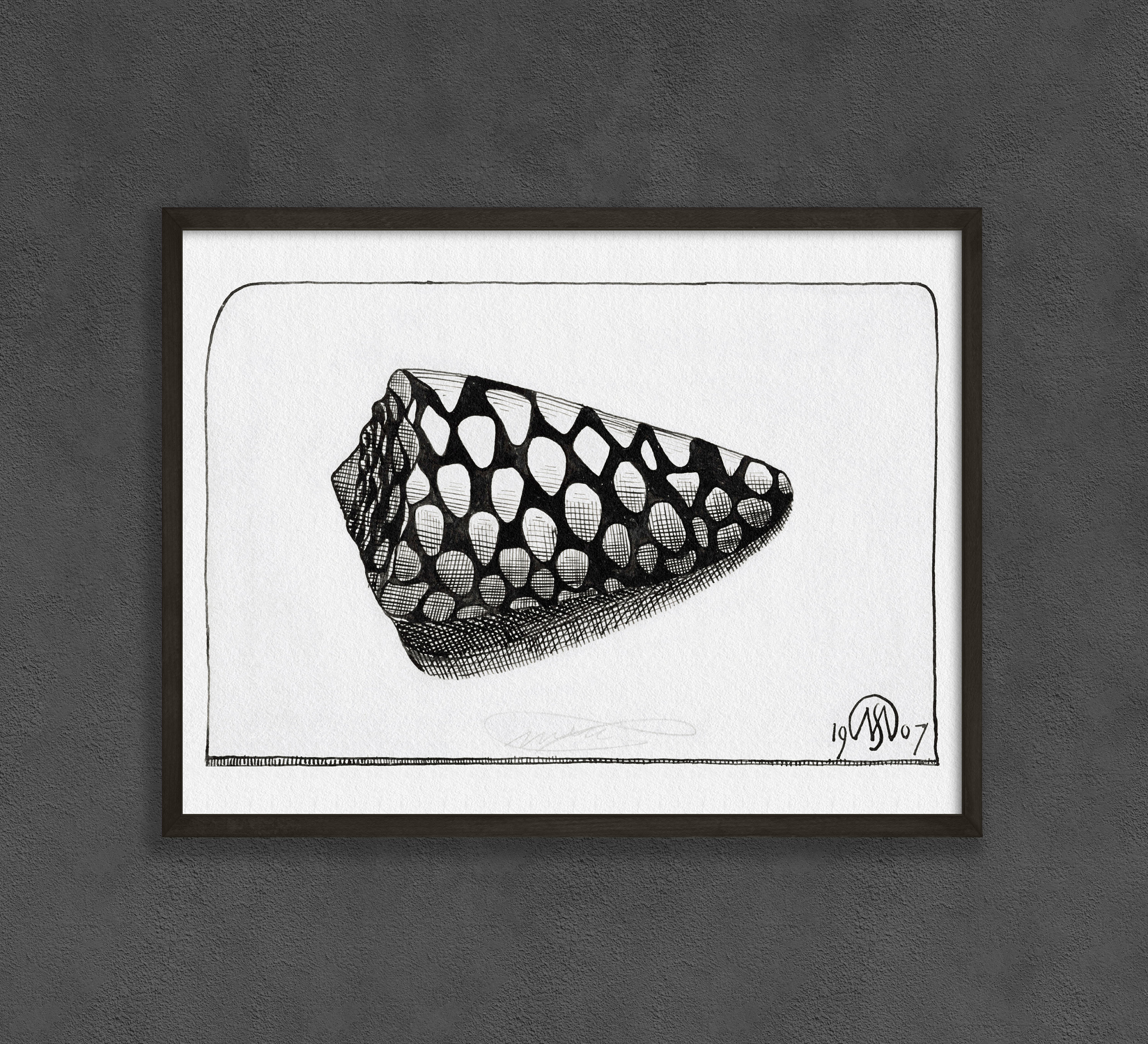 Linocut Conch Shell Vintage Shell Woodcut, Linocut Print, Samuel Jessurun De Mesquita ...