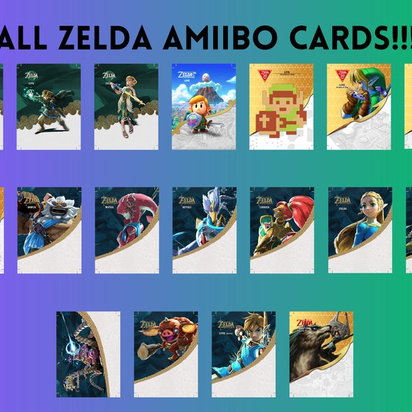 Handmade Custom Amiibo Cards!!! Legend Of Zelda! Full Sized Cards!