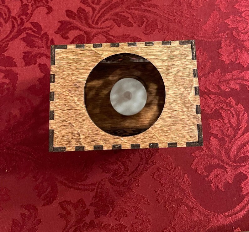 Tree Of Life Holder, Wood Tealight Lantern with Battery Candle image 6