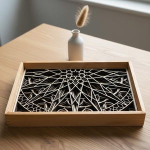 MANDALA WALL ART – Seven layer Frame Wall Art – Wood Mandala Art – Spiritual Wall Decor – Laser Cut Wooden Mandala – Mandala Wall Hanging shown in an AI-generated listing photo