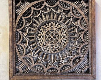 MANDALA WALL ART – Sacred Geometry Art – 3D Wood Wall Art – Wood Wall Hanging – Boho Wall Decor – Wood Mandala Art – Psychedelic Wall Art