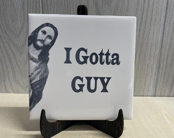 RELIGIOS JESÚS AZULEJO, Dichos divertidos de Jesús, El Elegido, Jesús asomándose, Azulejo de cerámica cristiana I Goota Guy Jesús asomándose, Regalo humorístico,