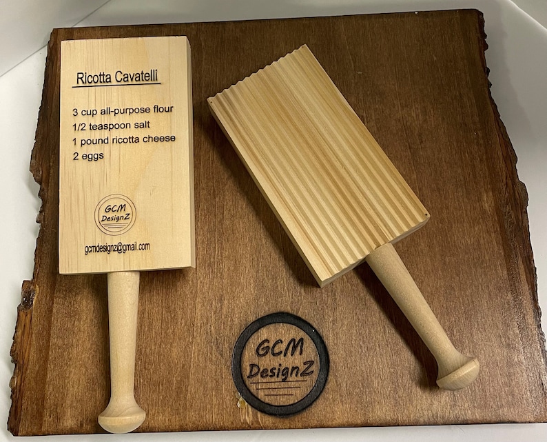 Italian Cavatelli Pasta Board Wooden Noodle Board Laser Engraved
