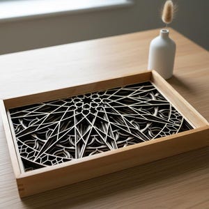 MANDALA WALL ART – Seven layer Frame Wall Art – Wood Mandala Art – Spiritual Wall Decor – Laser Cut Wooden Mandala – Mandala Wall Hanging shown in an AI-generated listing photo