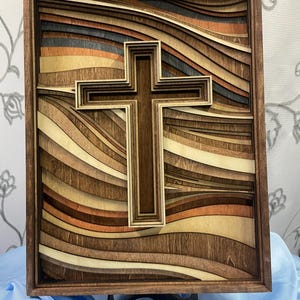 Religious Cross Wall Art – Wood Cross Cutout – 8 Layered Wood Wall Art – Cutout Cross Art – Spiritual Wall Decor – Christian Wall Art Decor