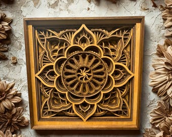 Spirituele muurkunst mandala – 8 lagen houten mandala – Heilige geometrie kunst – Spirituele muurdecoratie – Spiritueel houten decor – Spirituele kunst