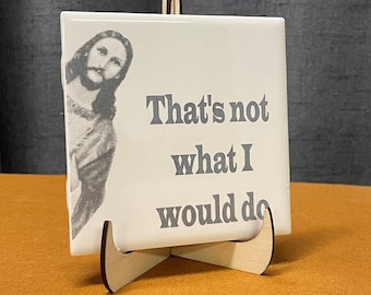 Azulejo de Jesús Divertido. El Azulejo de Jesús Elegido. Un regalo perfecto para Navidad o para rellenar calcetines navideños. Frases divertidas de Jesús. Disfruta del humor católico y cristiano.